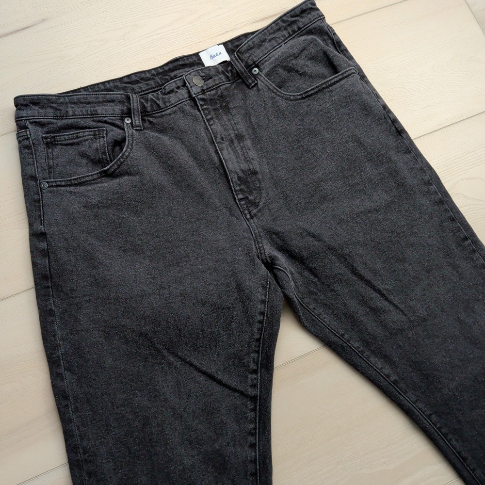 Katin Jacobs 71‎ Jeans Mens 38x32 Black Slim Straight Denim Stretch Pocket Pants